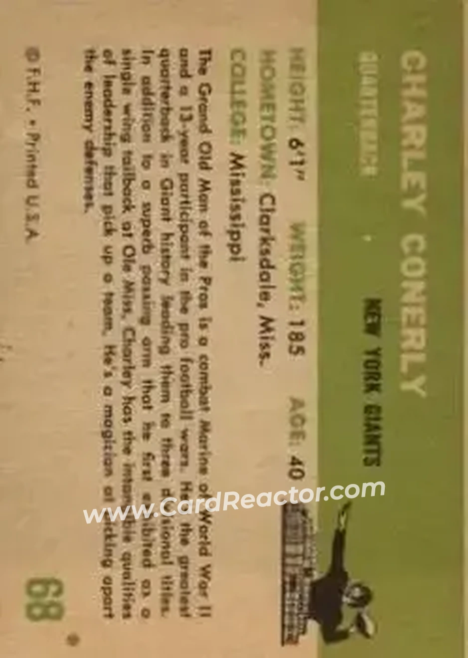 Back of Charley Conerly