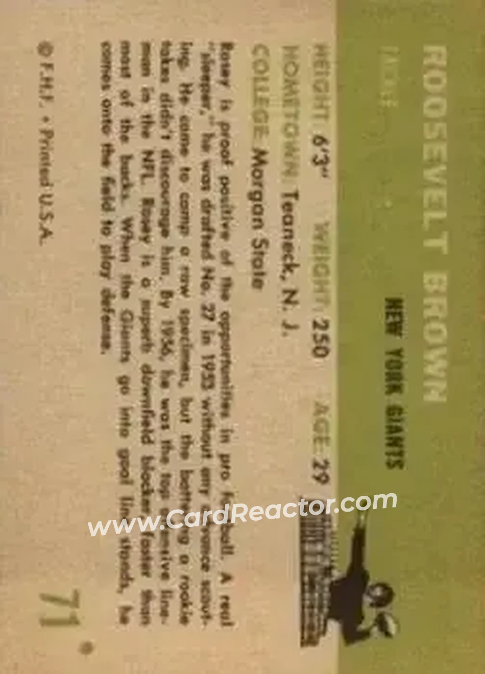 Back of Roosevelt Brown