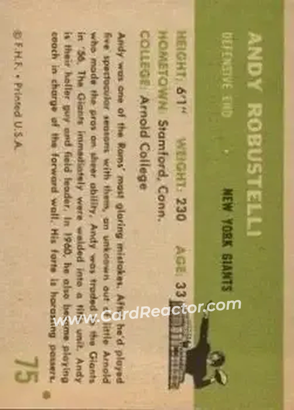 Back of Andy Robustelli