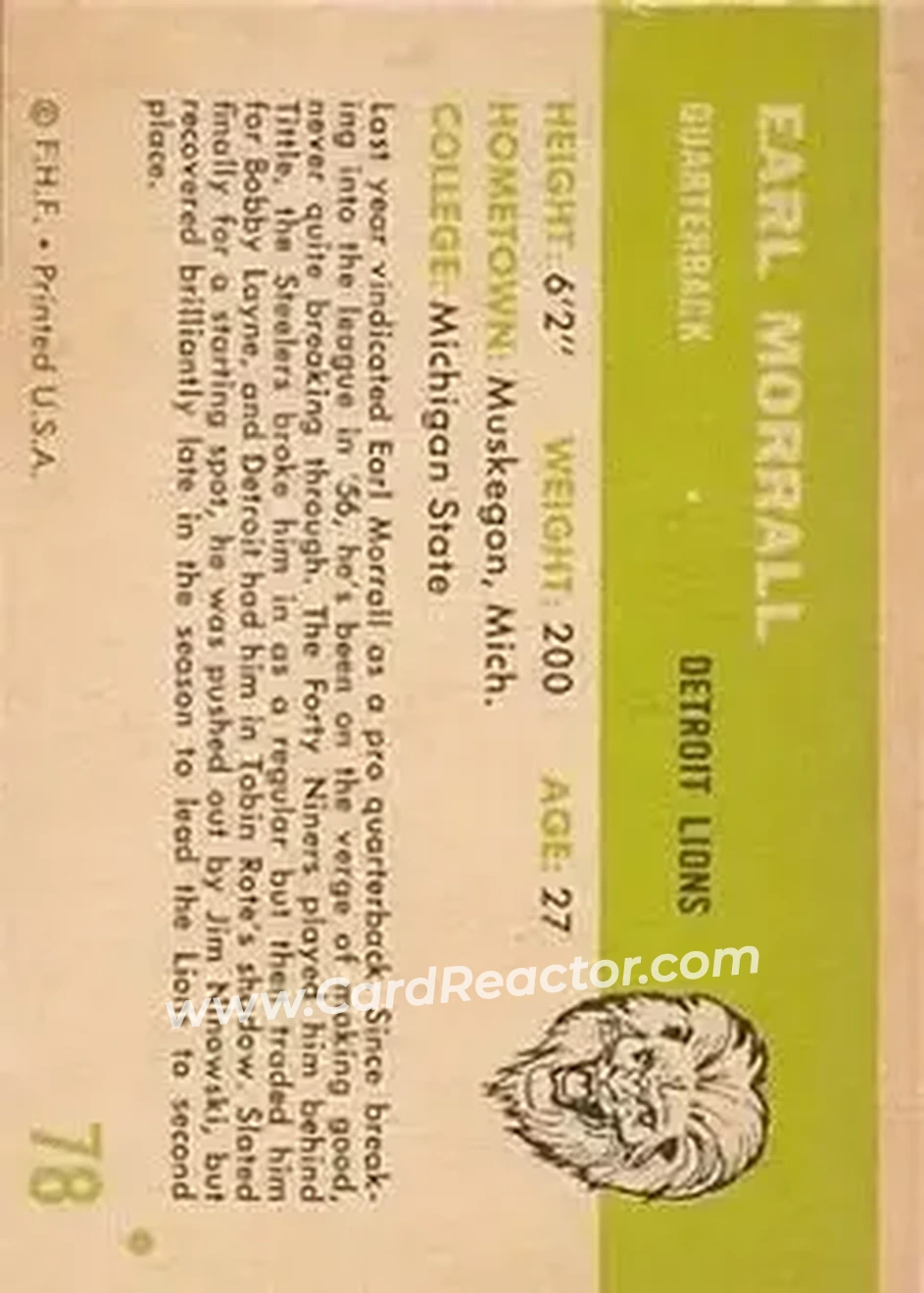 Back of Earl Morrall
