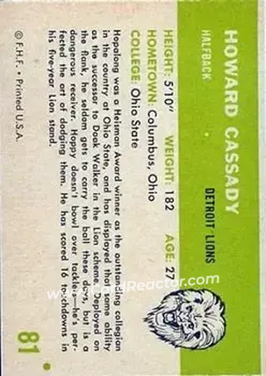 Back of Howard Cassady