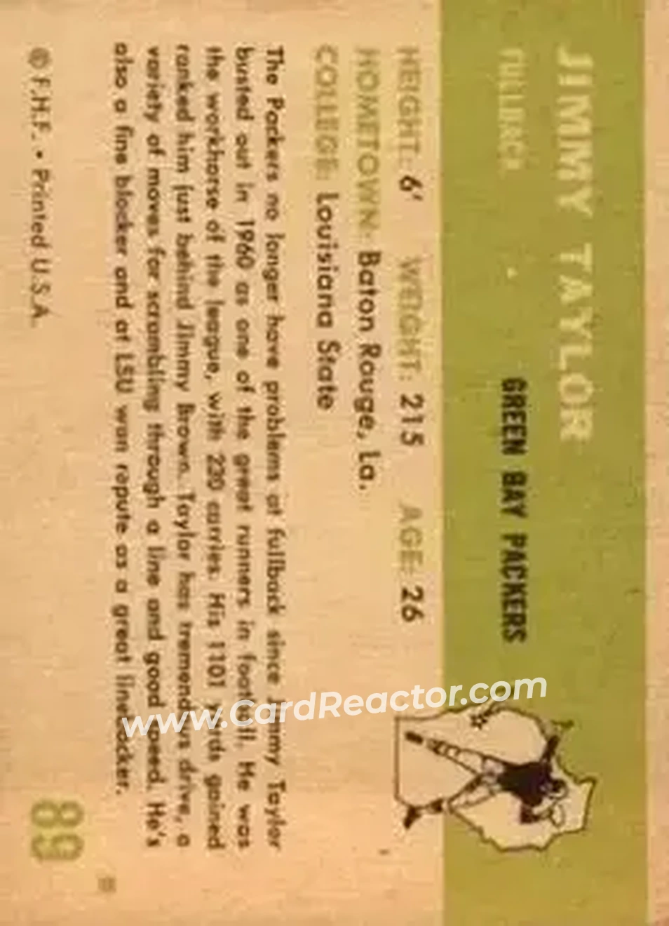 Back of Jim Taylor