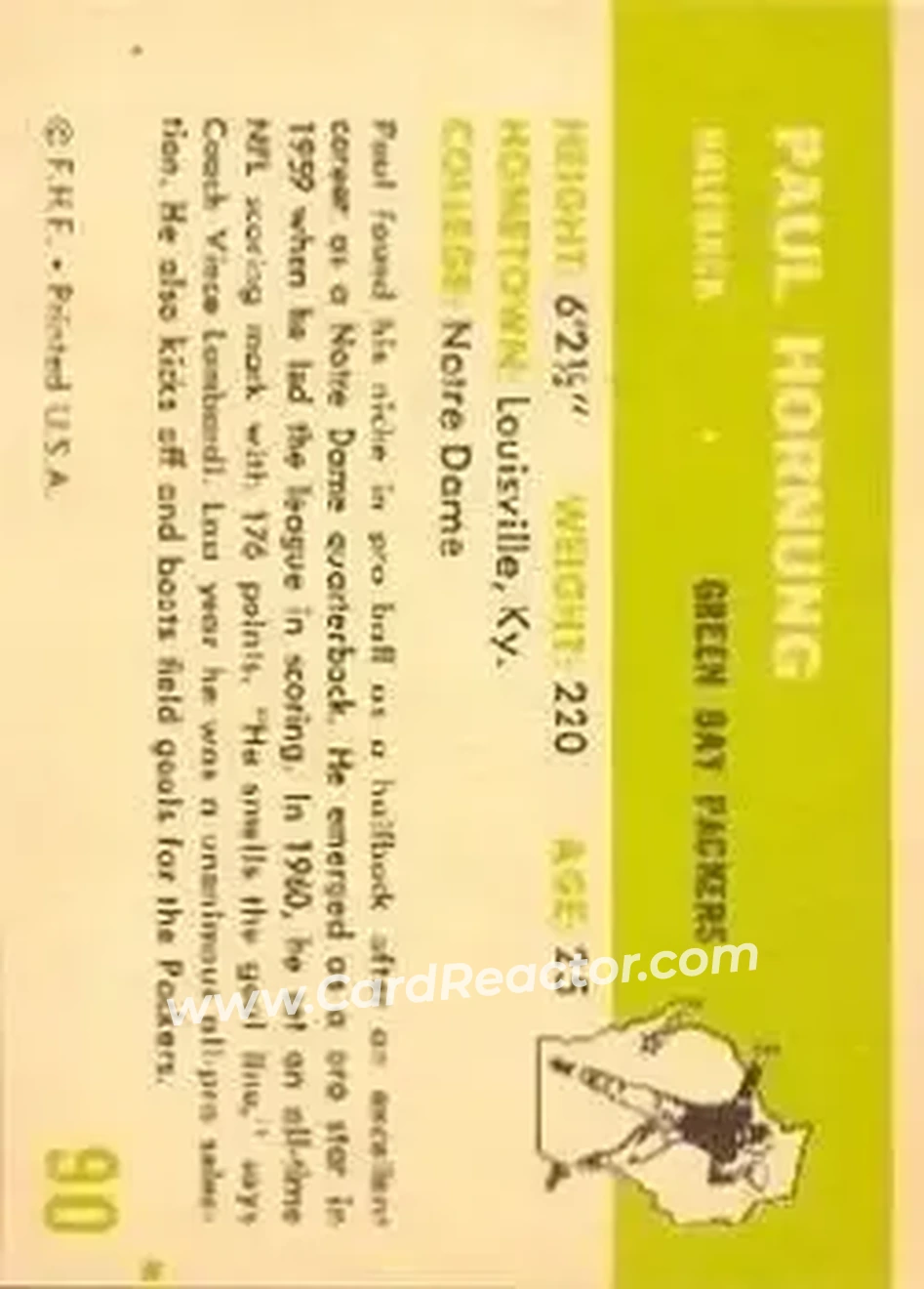 Back of Paul Hornung