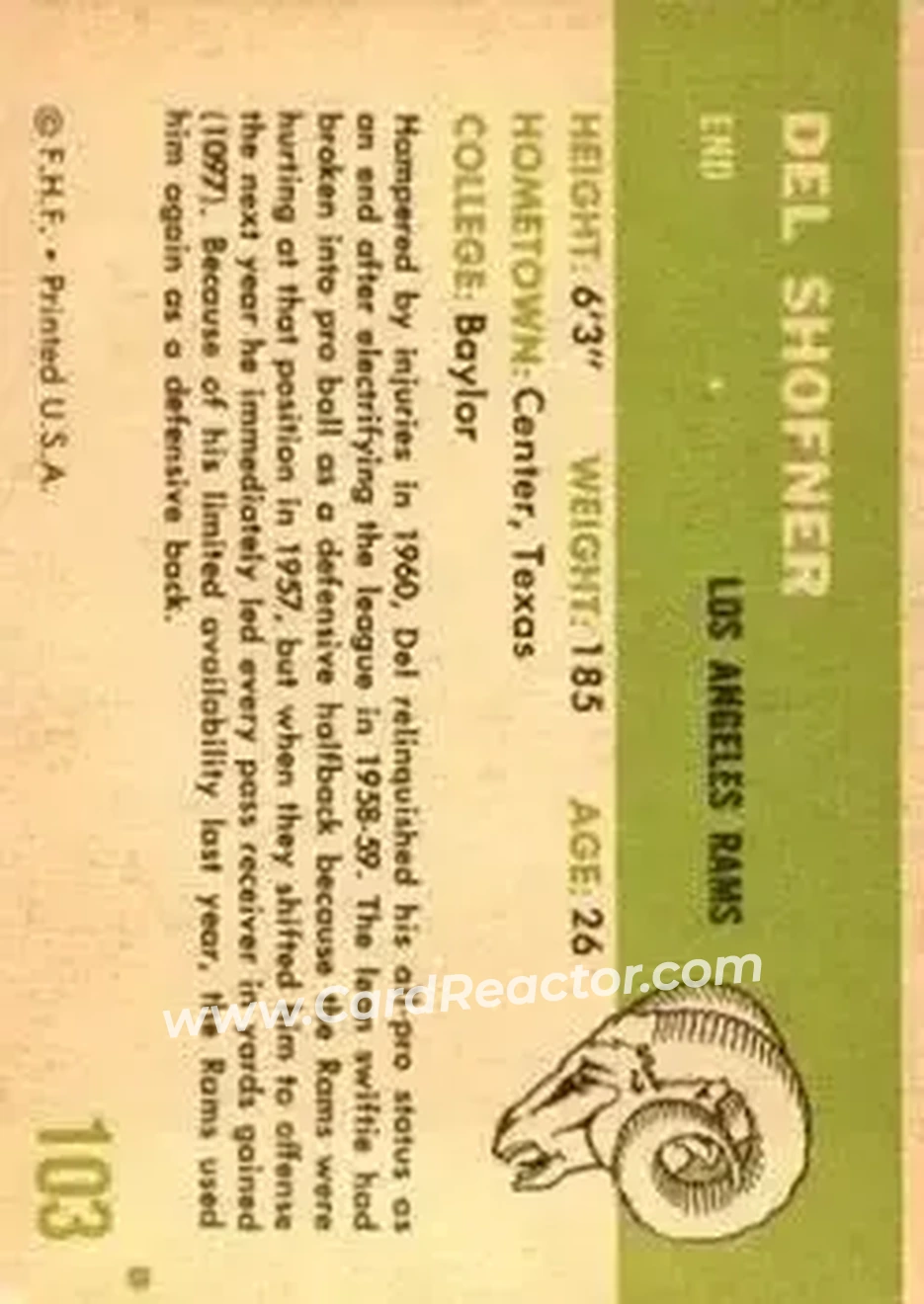 Back of Del Shofner