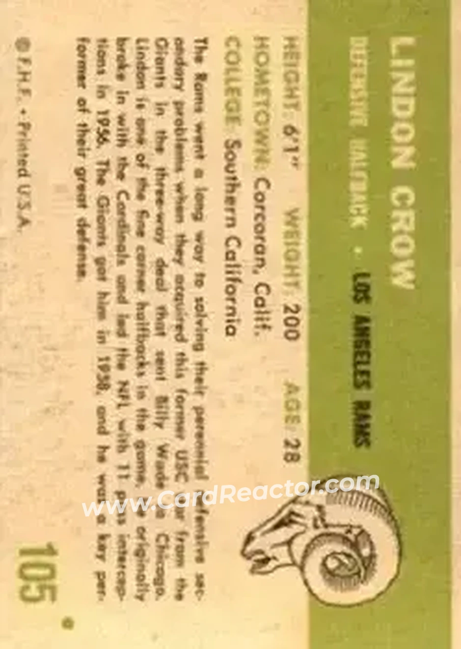 Back of Lindon Crow