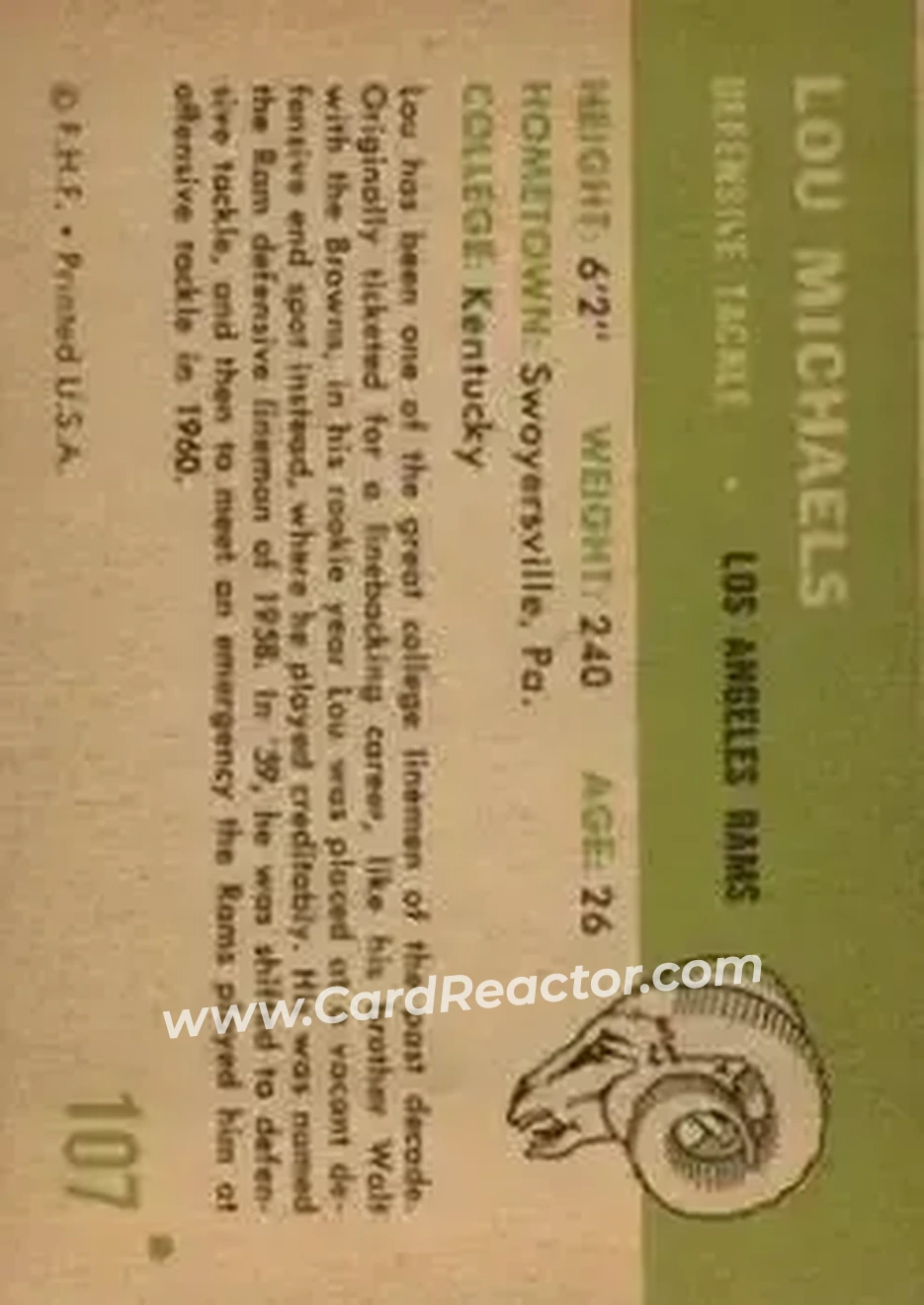 Back of Lou Michaels