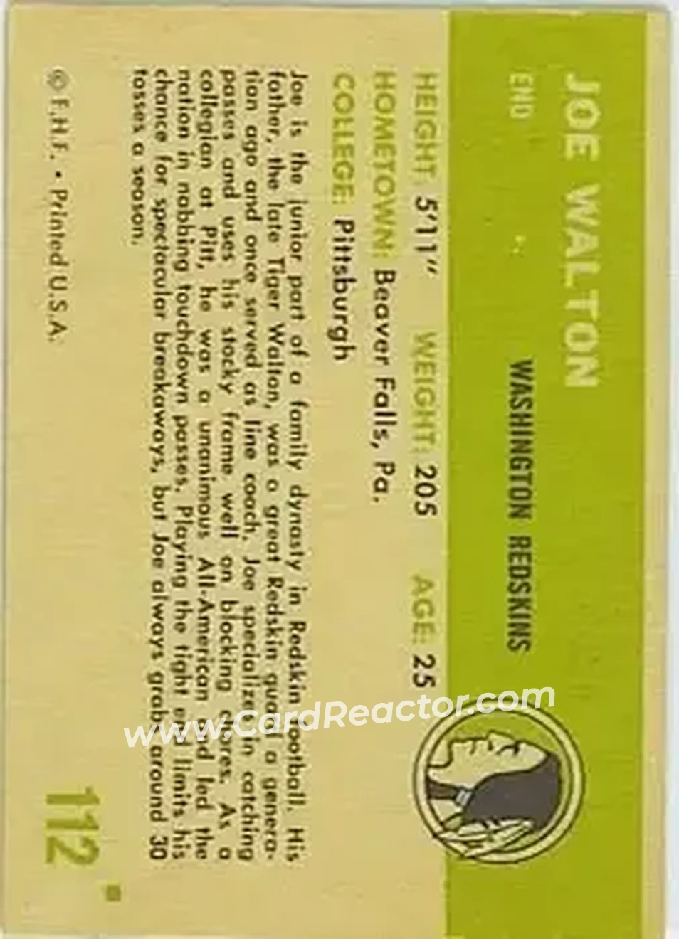 Back of Joe Walton
