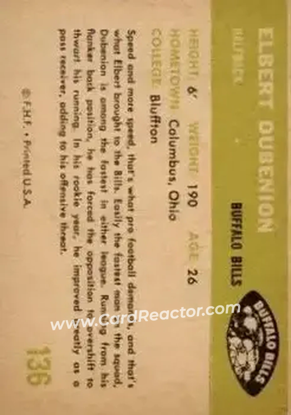Back of Elbert Dubenion