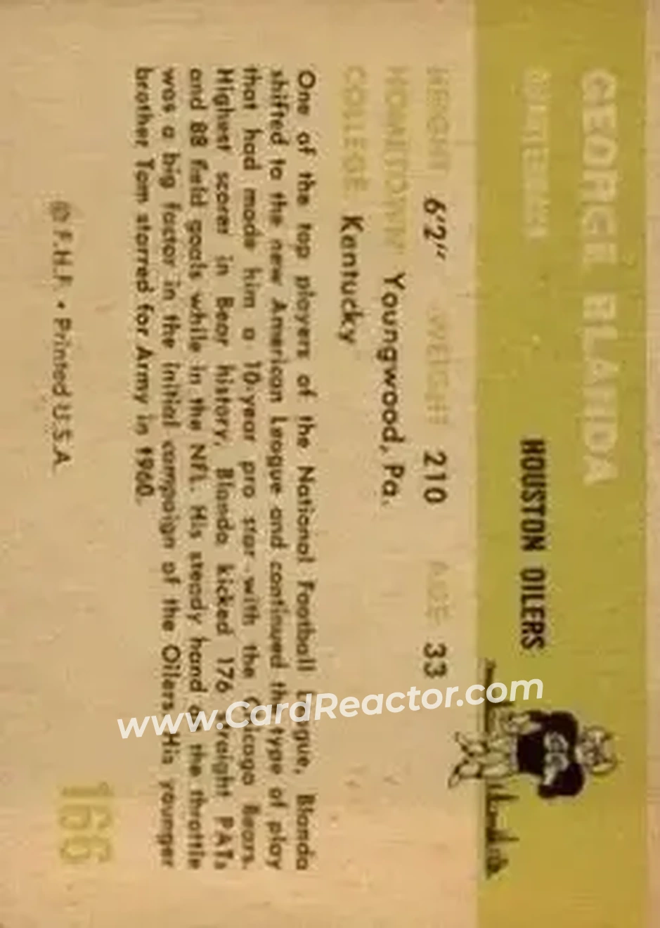 Back of George Blanda