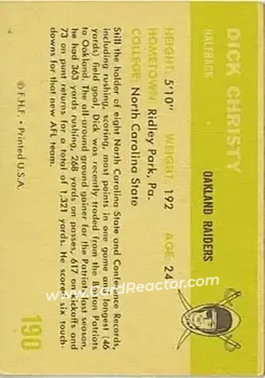 Back of Dick Christy