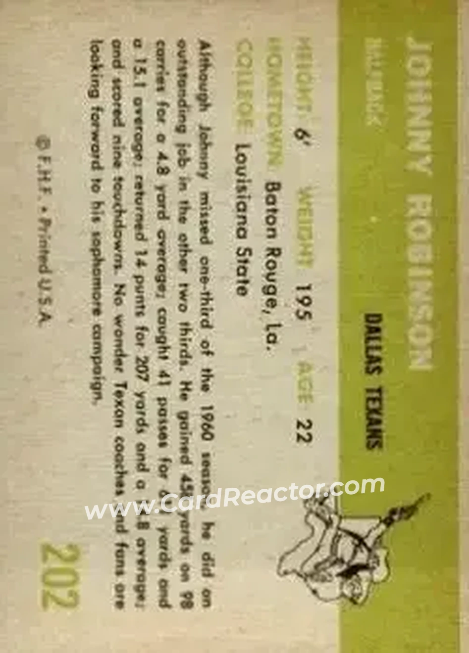 Back of Johnny Robinson