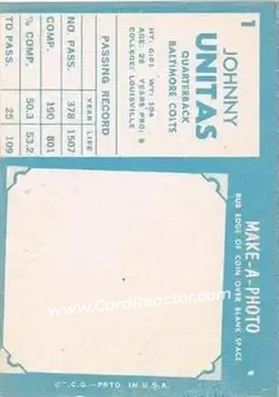 Back of John Unitas