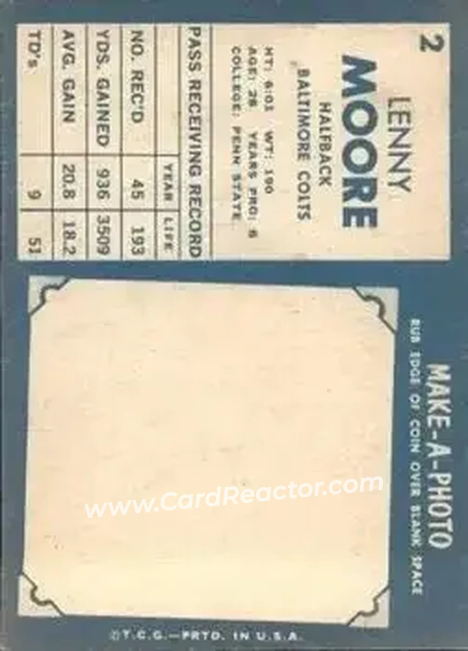 Back of Lenny Moore