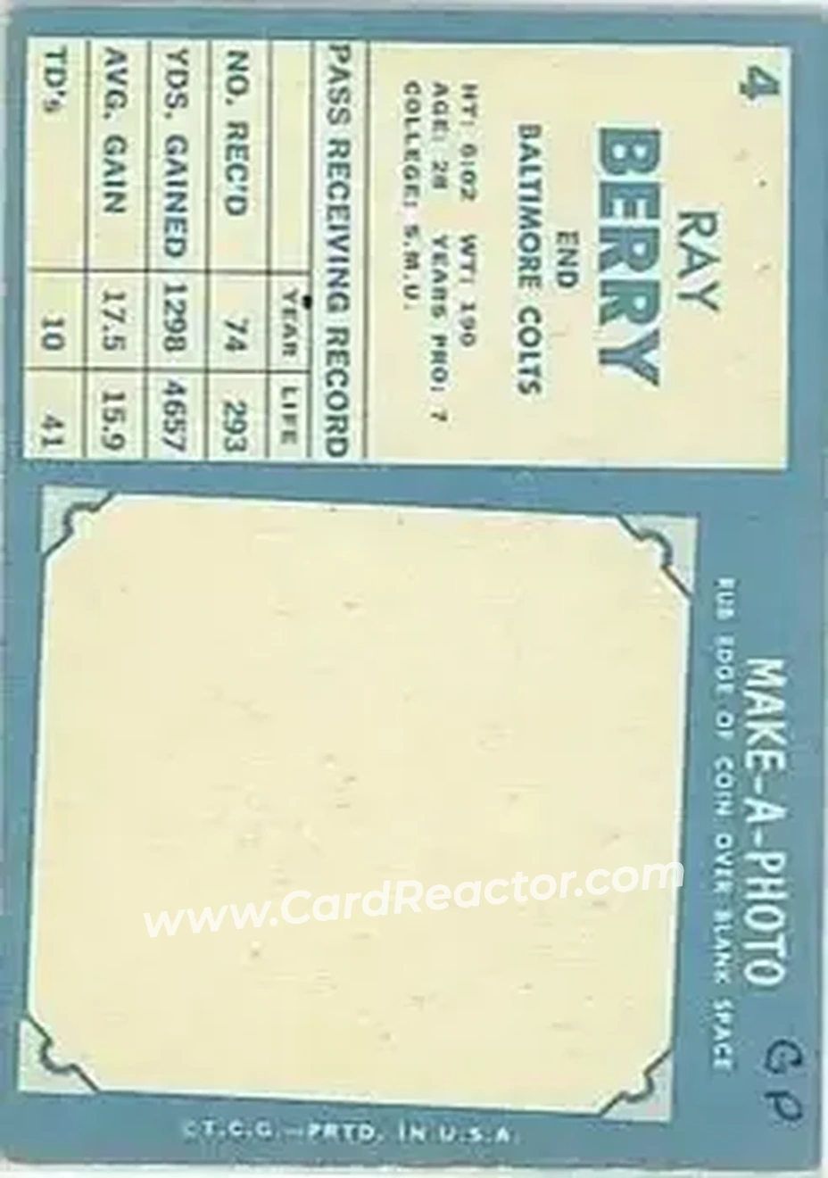 Back of Raymond Berry