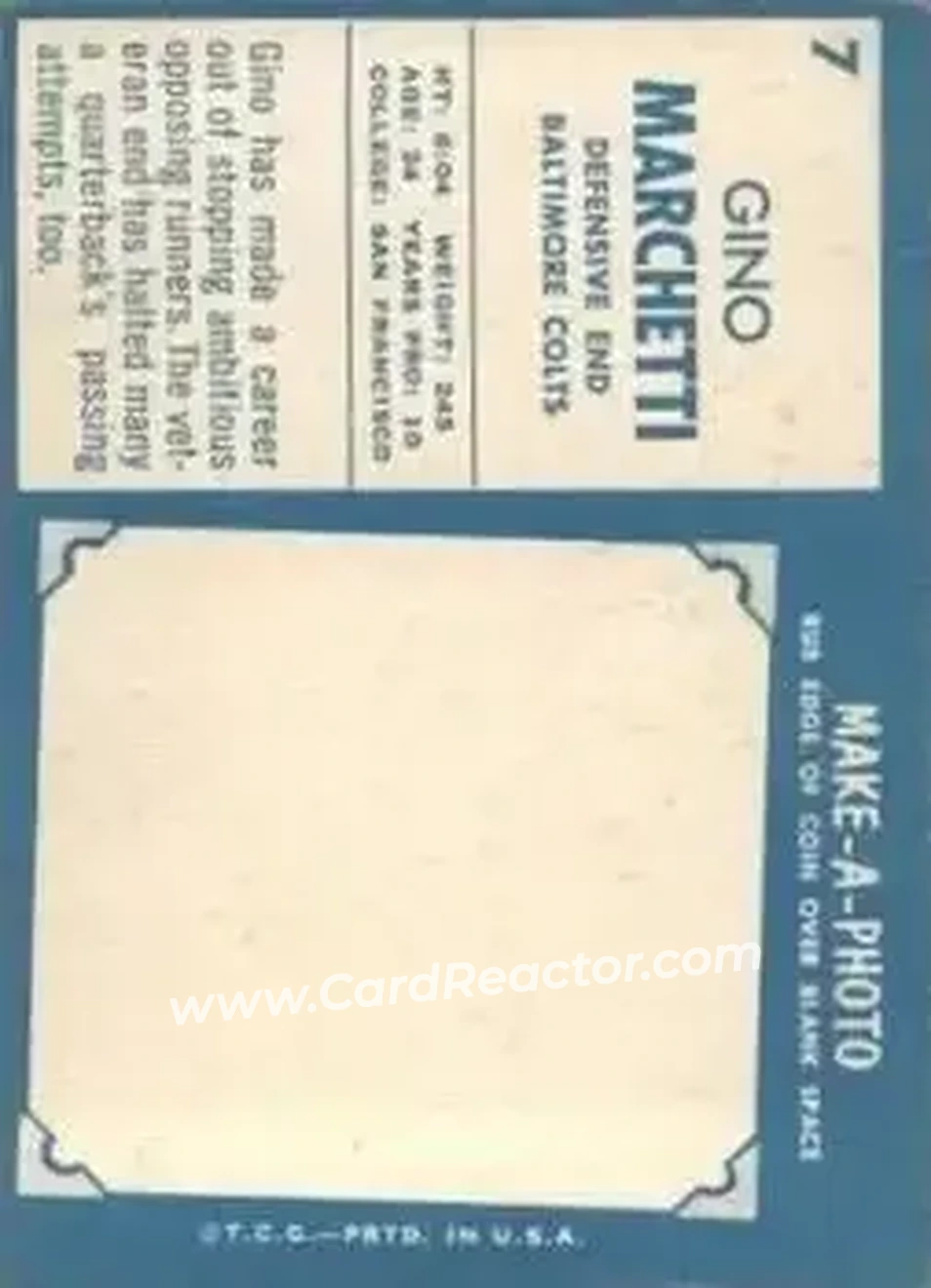 Back of Gino Marchetti