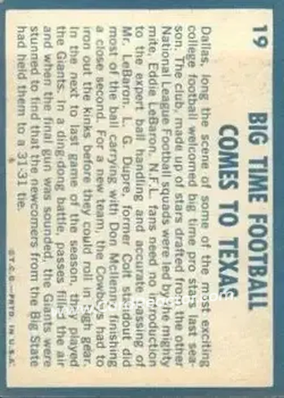 Back of Eddie LeBaron