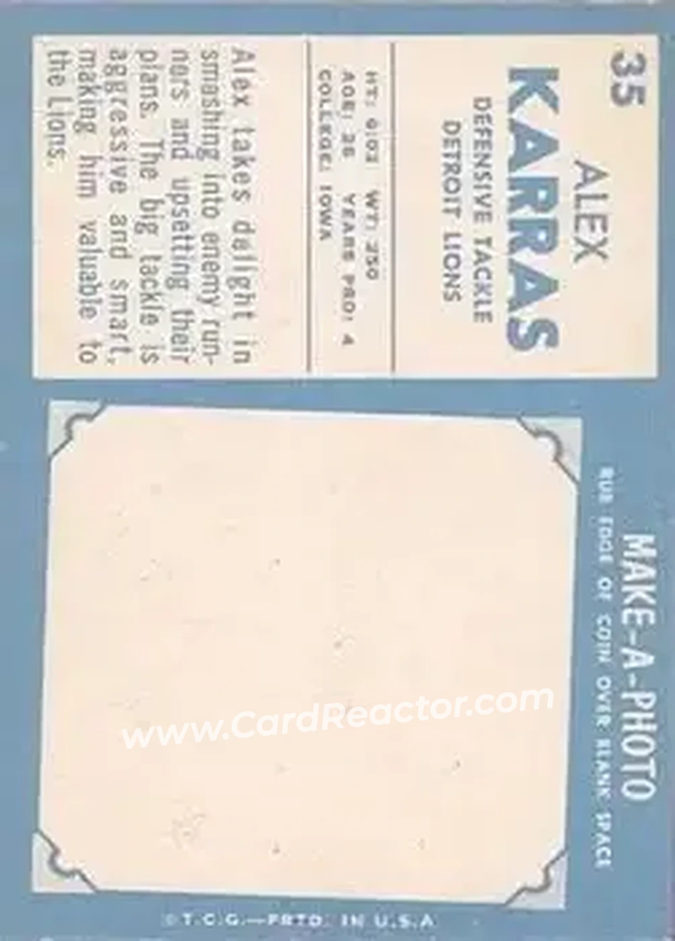 Back of Alex Karras
