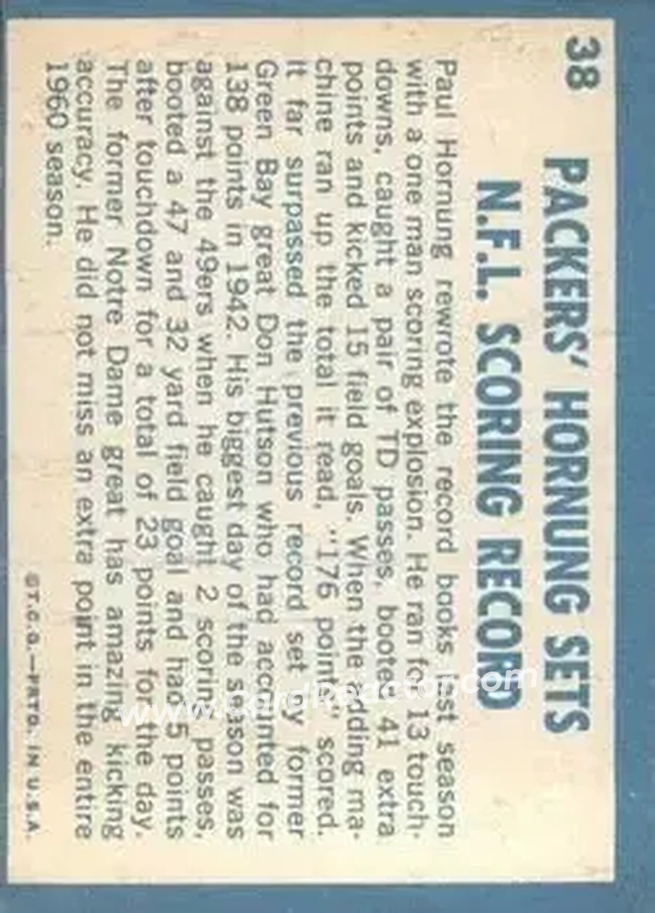 Back of Paul Hornung