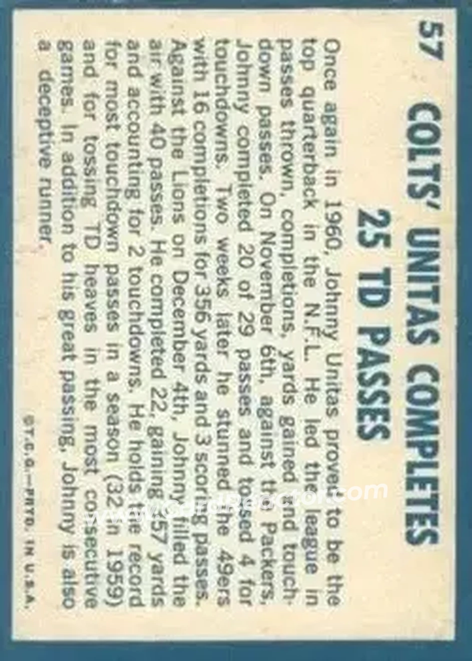 Back of John Unitas