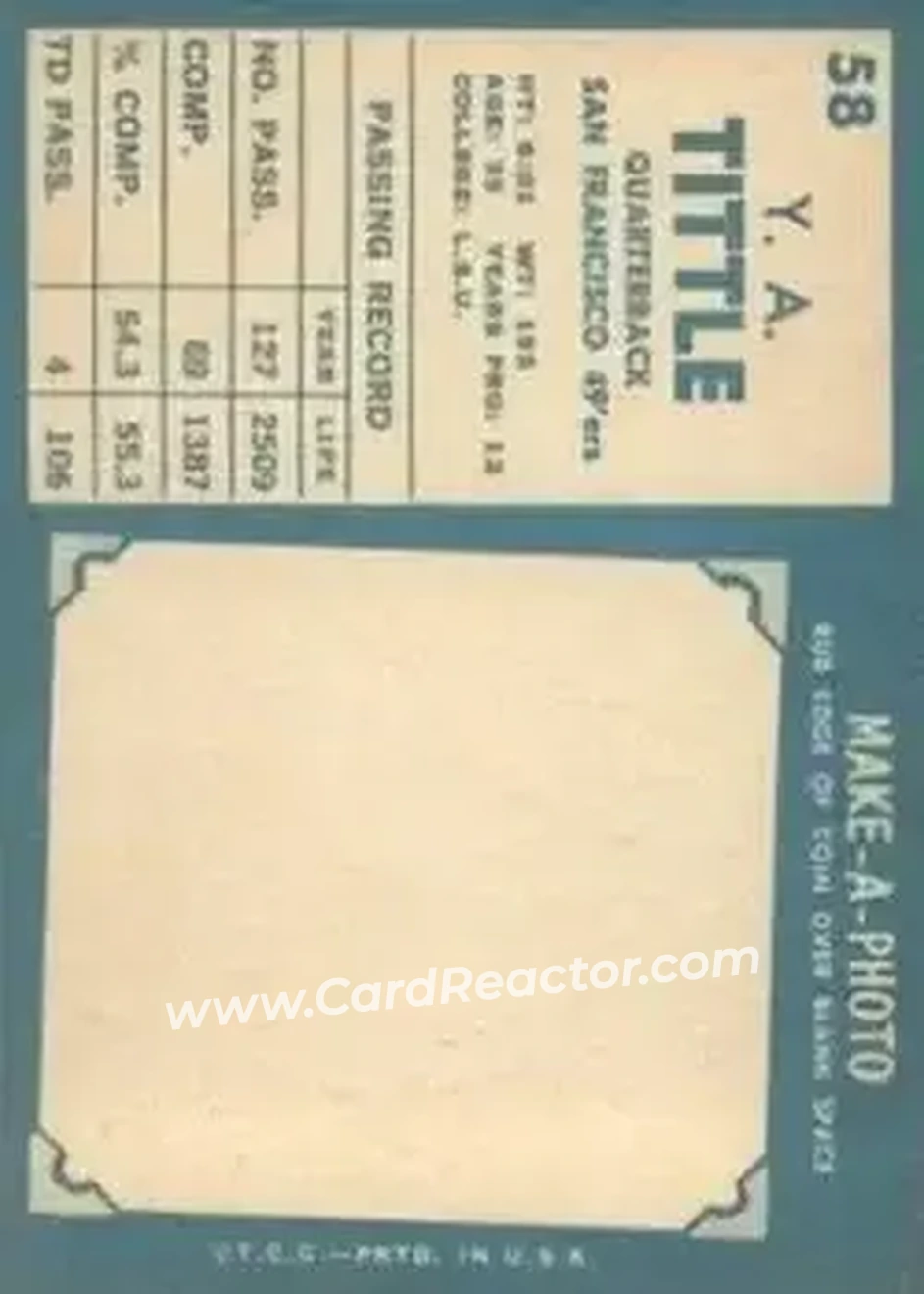 Back of Y.A. Tittle