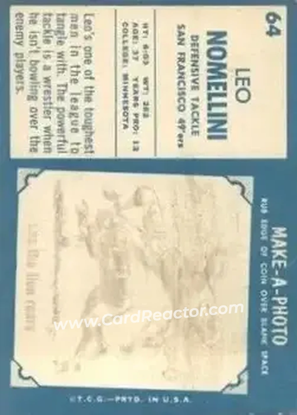 Back of Leo Nomellini