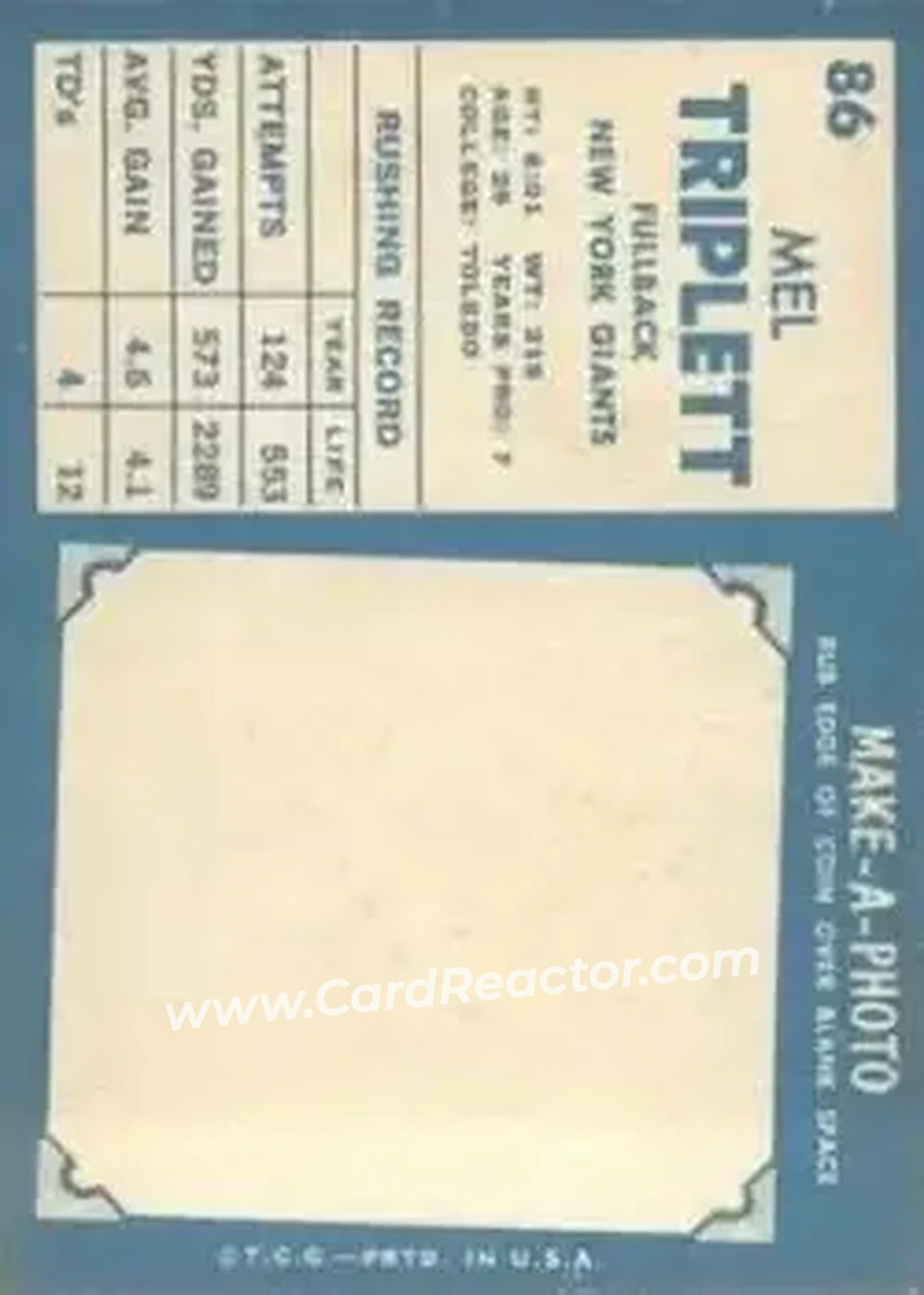 Back of Mel Triplett