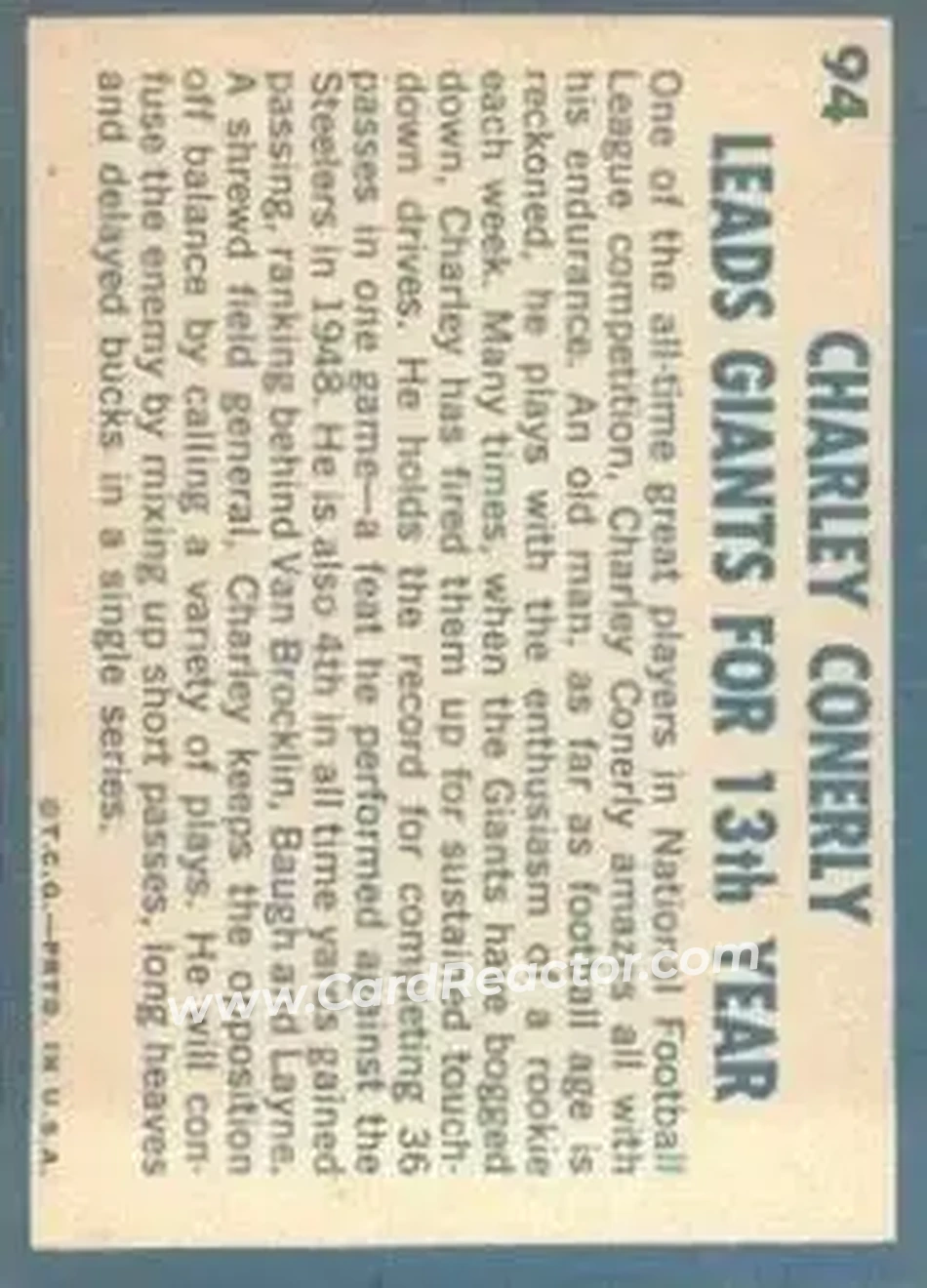 Back of Charley Conerly
