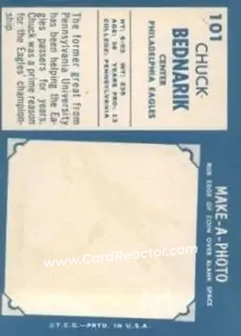 Back of Chuck Bednarik