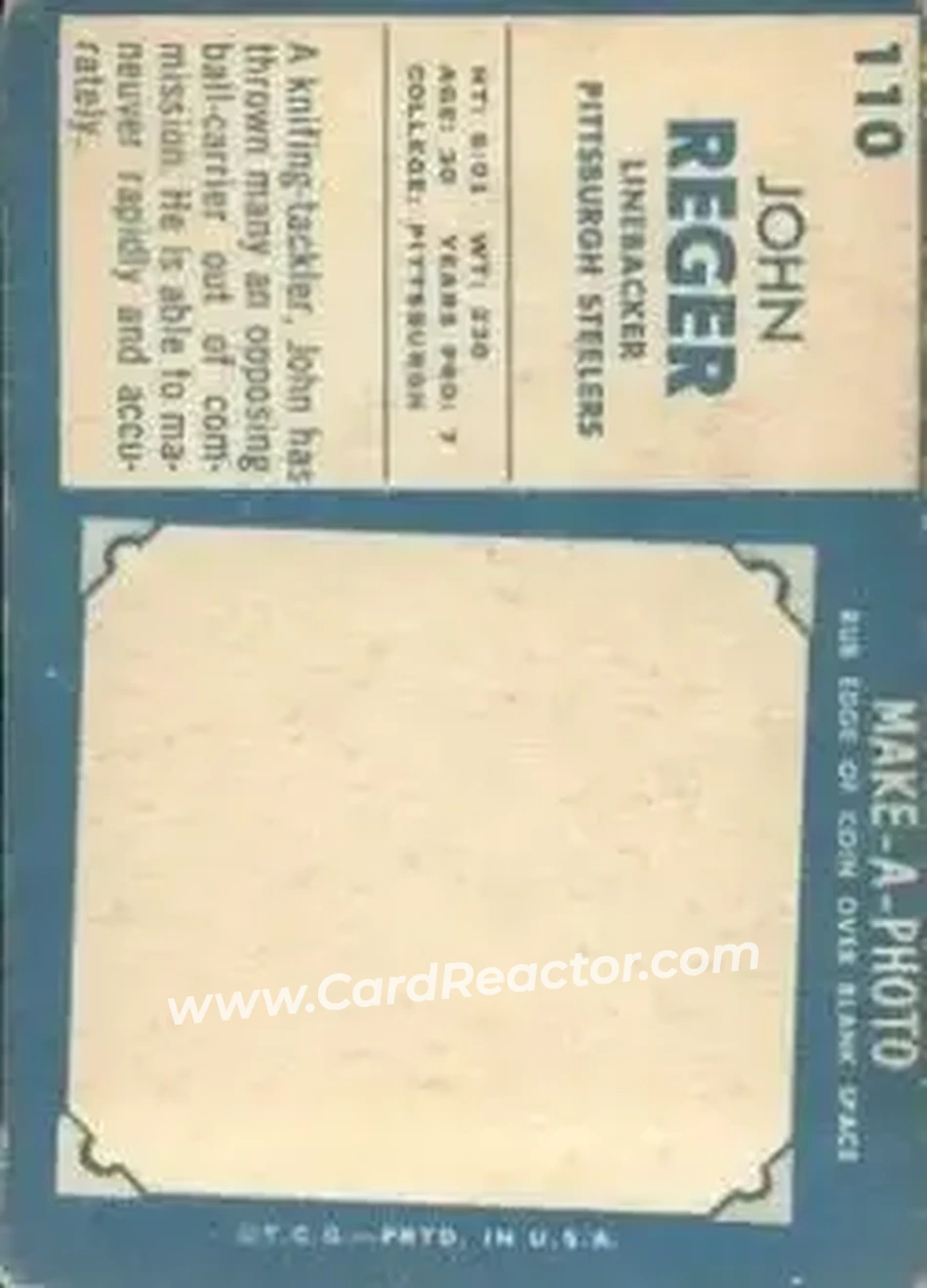 Back of John Reger