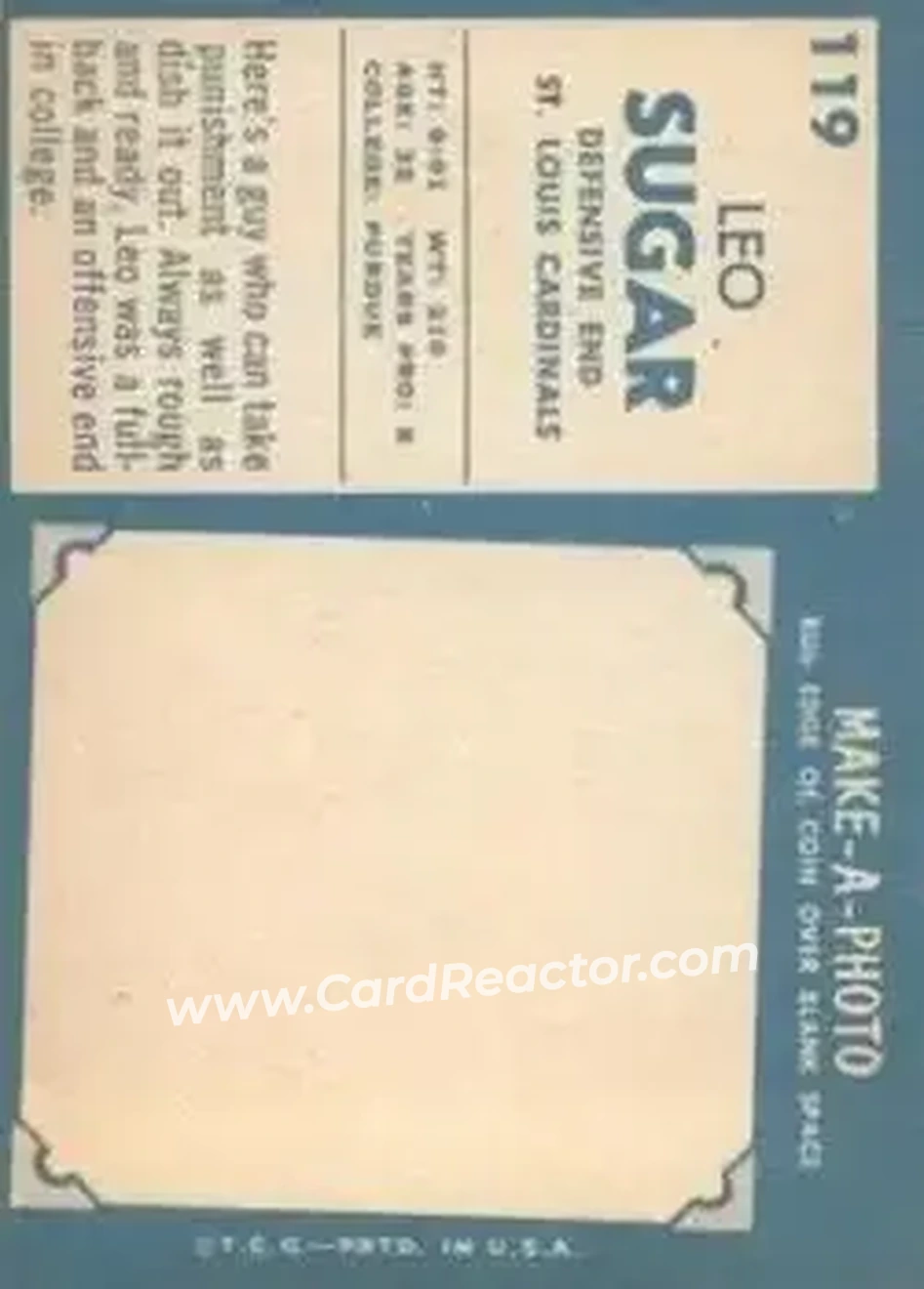 Back of Leo Sugar