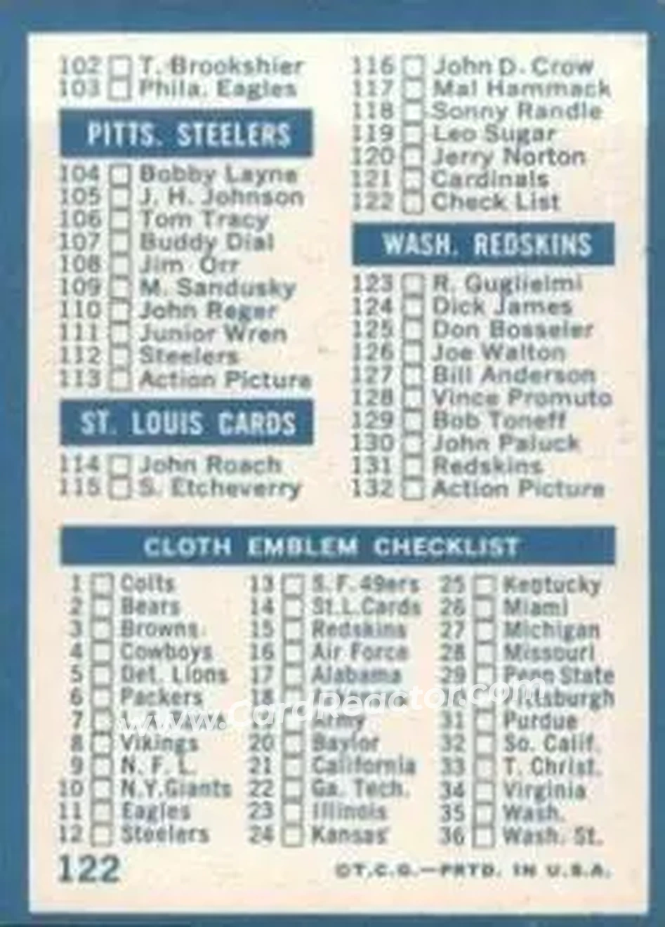 Back of Card #122