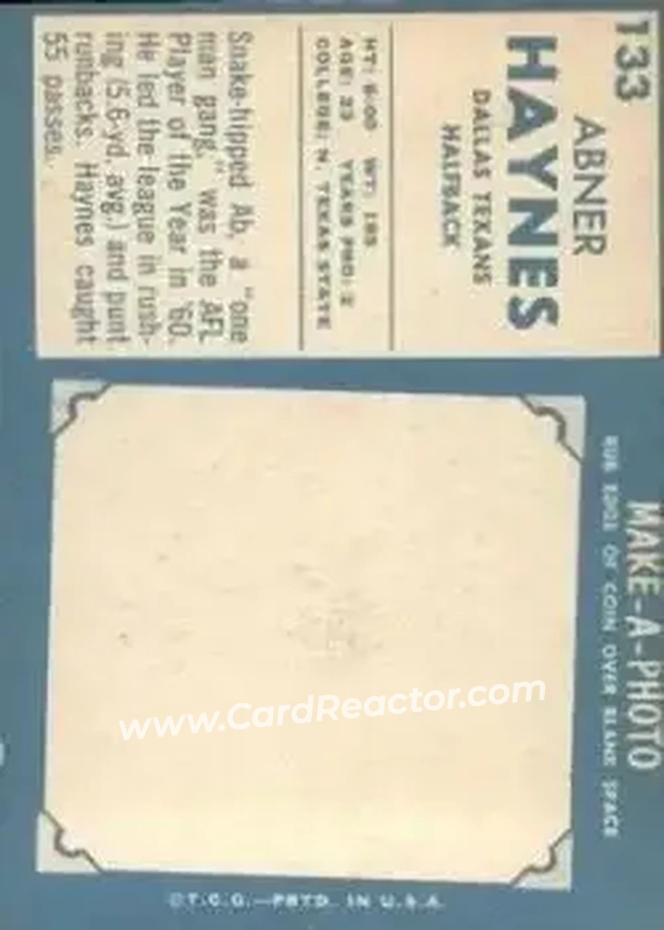 Back of Abner Haynes