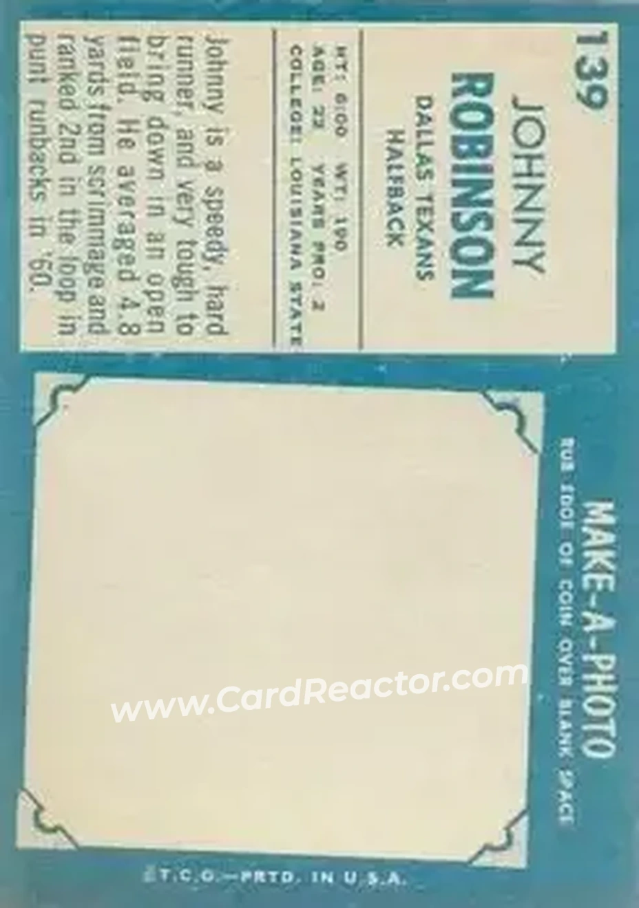 Back of Johnny Robinson