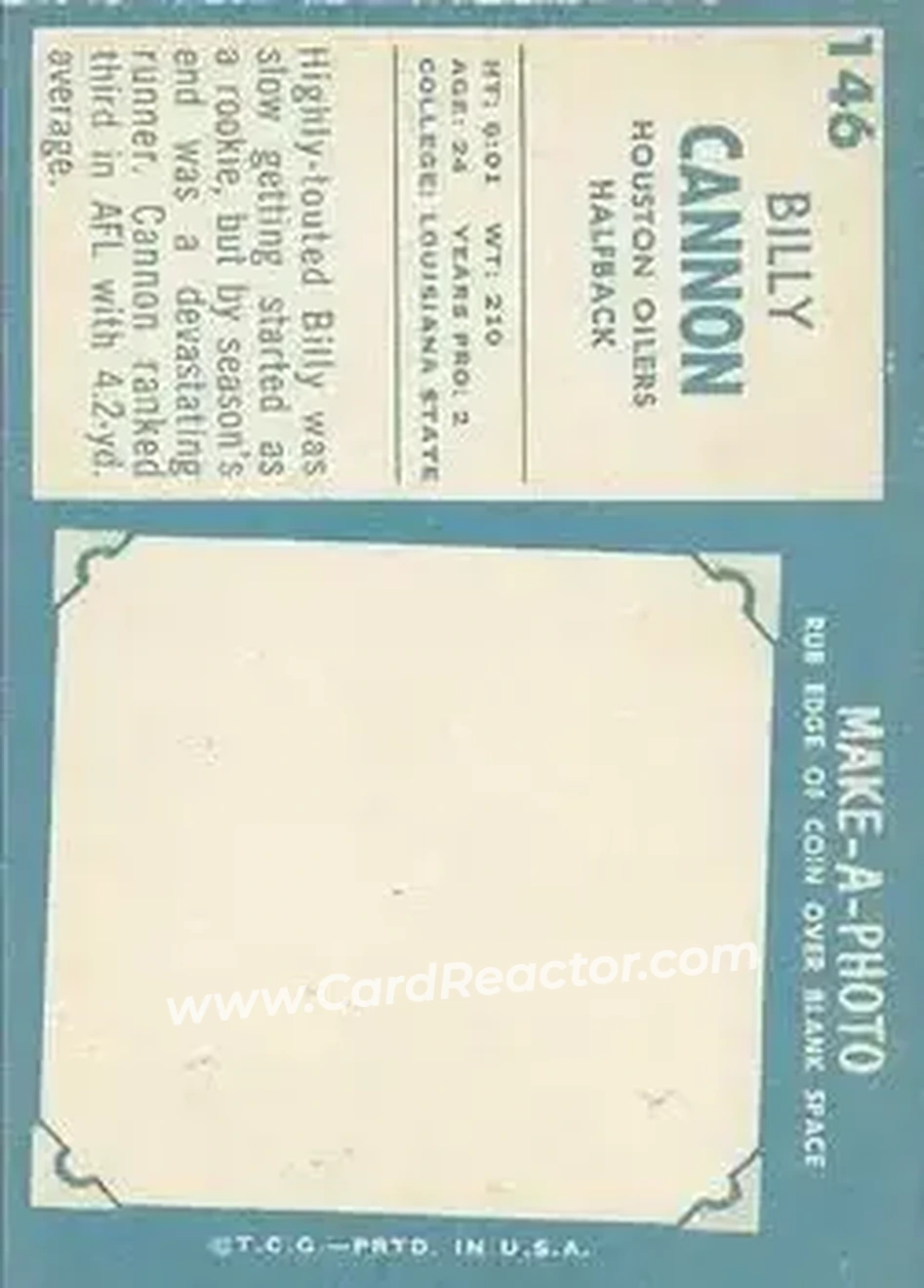 Back of Billy Cannon