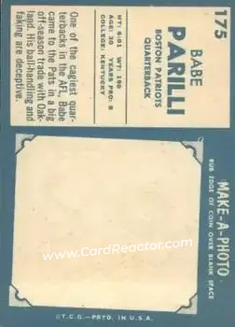 Back of Babe Parilli