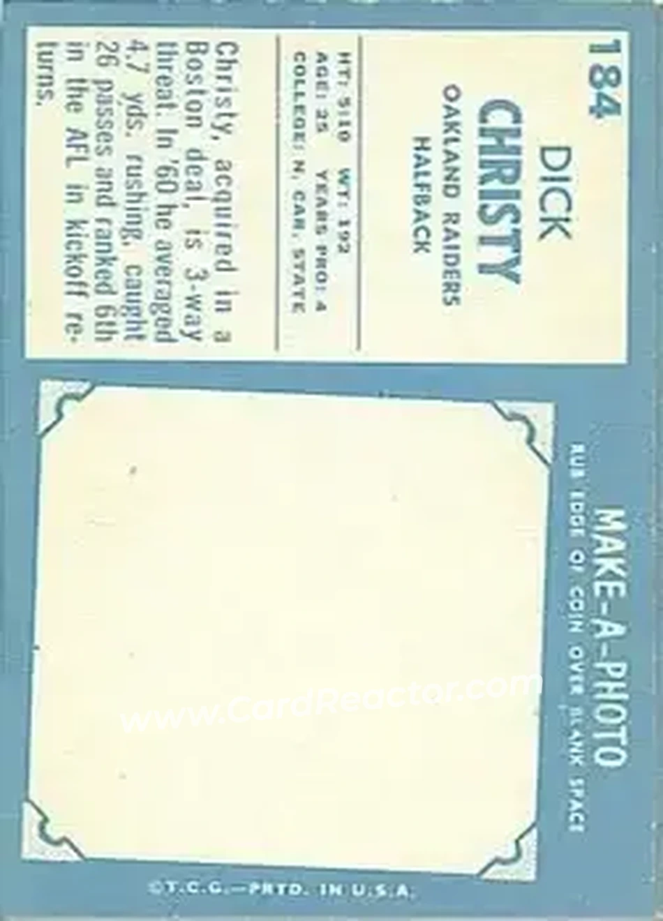 Back of Dick Christy