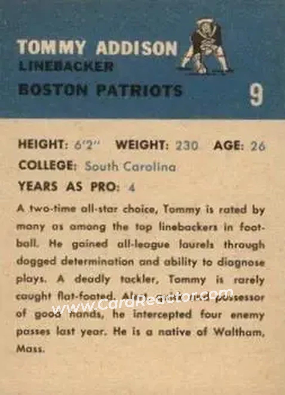 Back of Tommy Addison