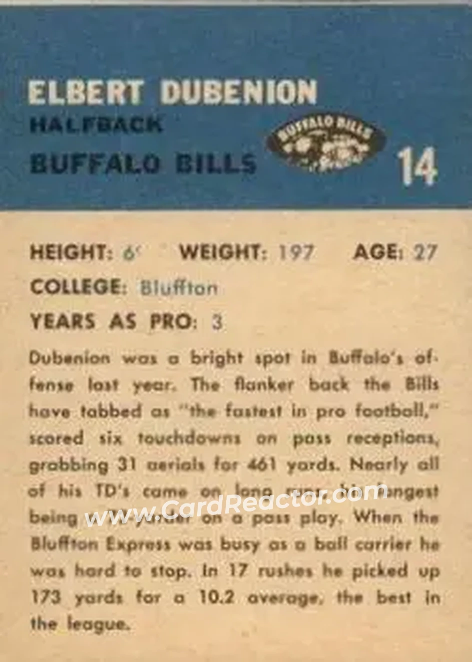 Back of Elbert Dubenion