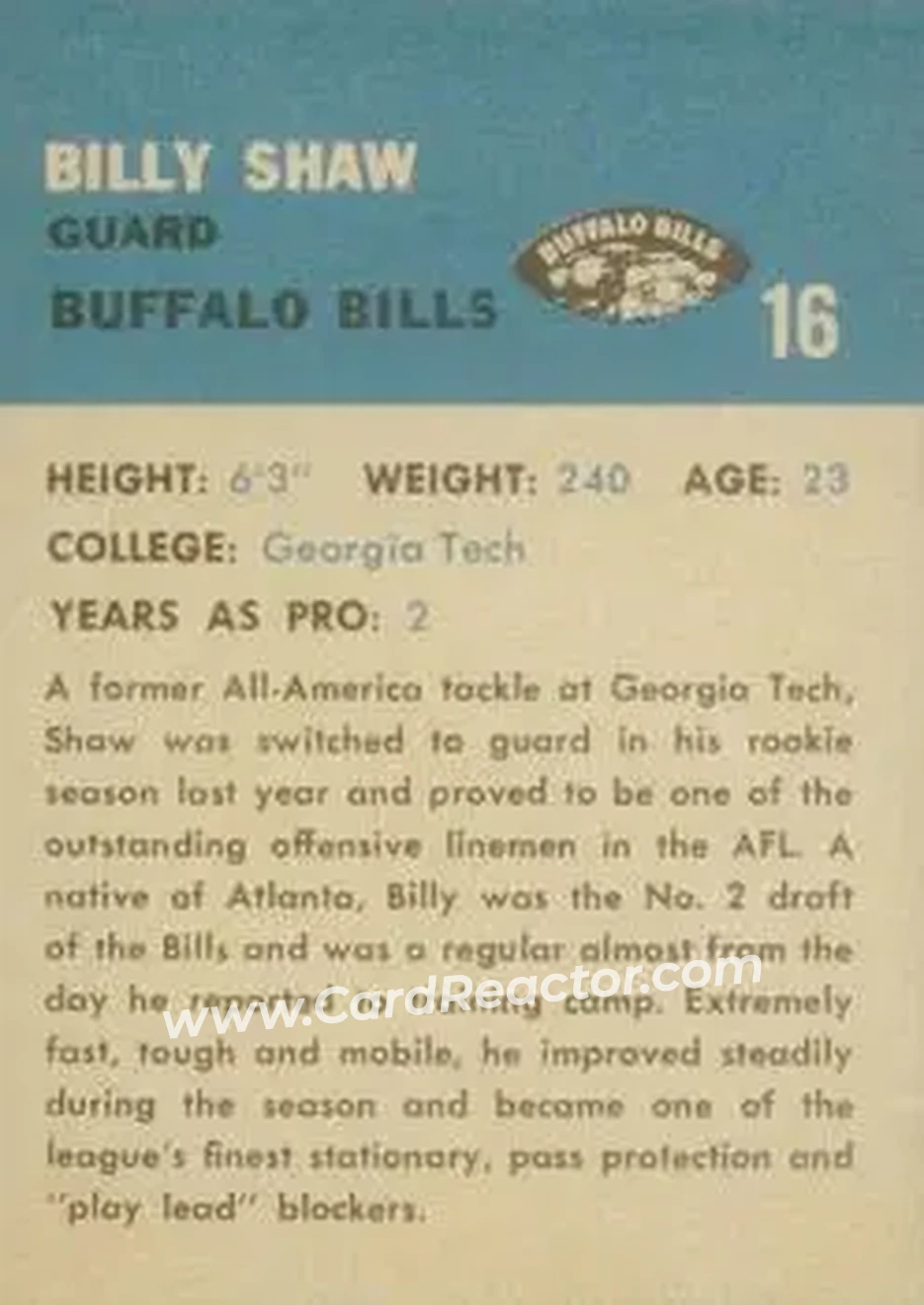 Back of Billy Shaw