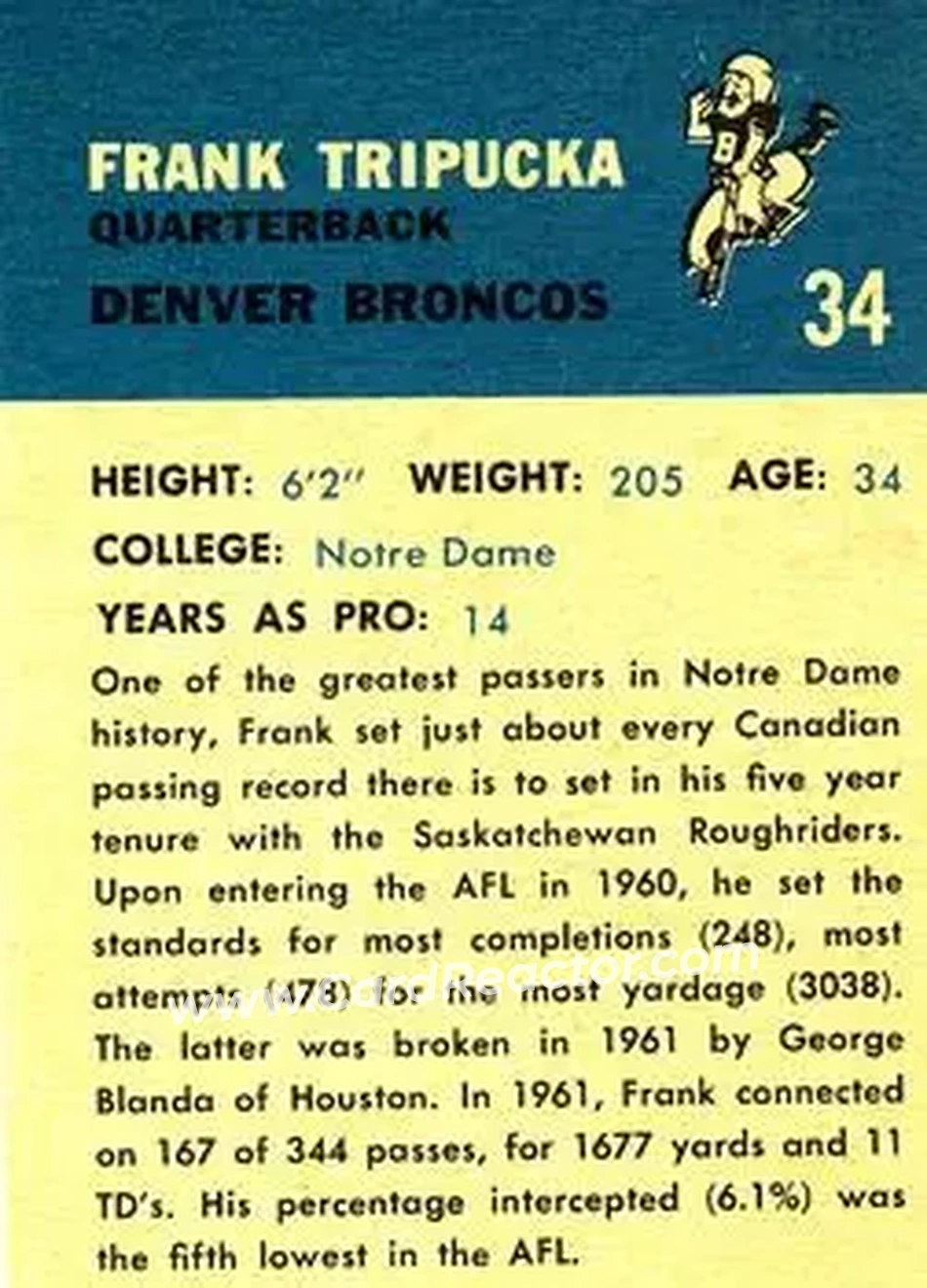 Back of Frank Tripucka