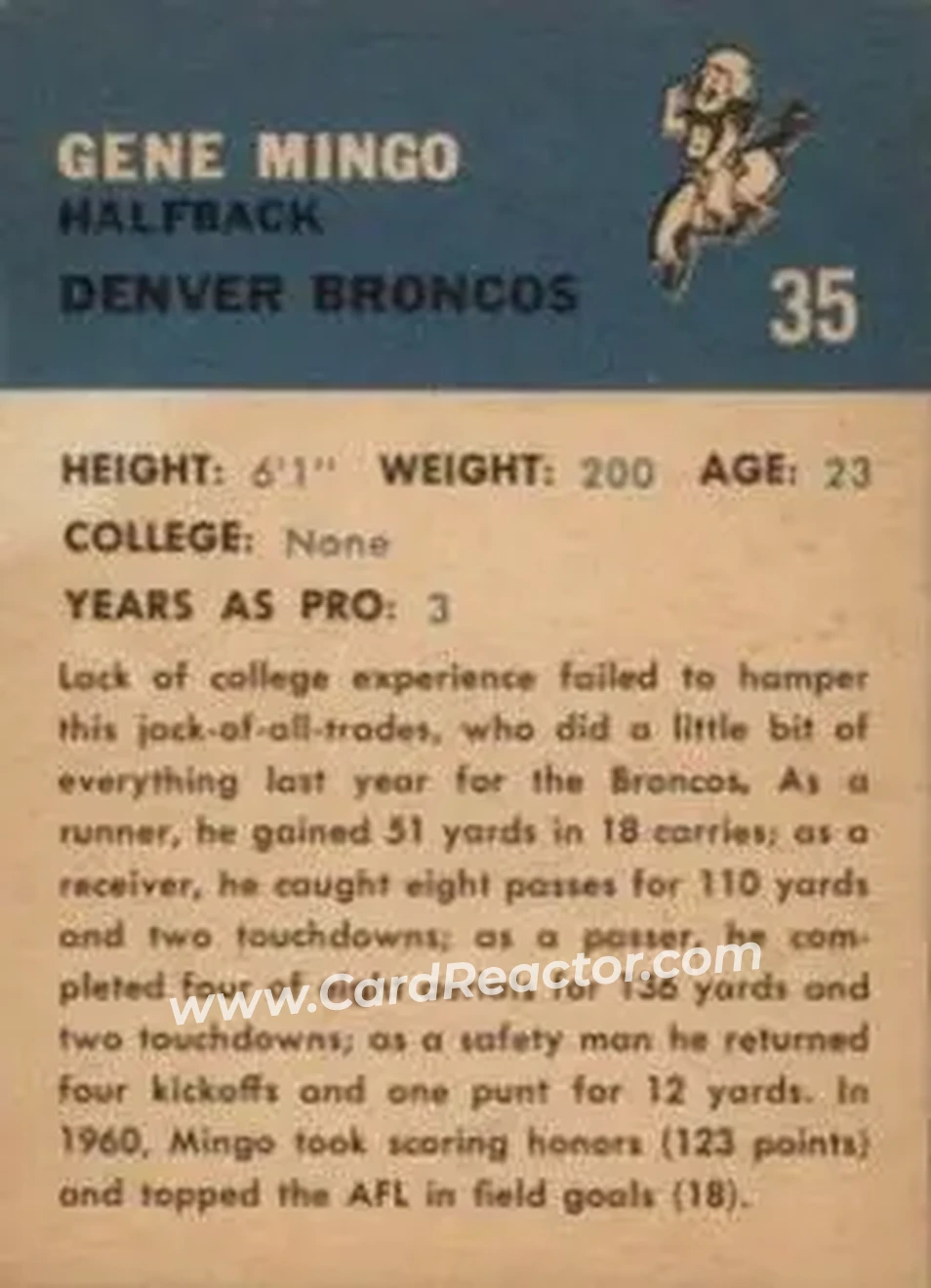 Back of Gene Mingo