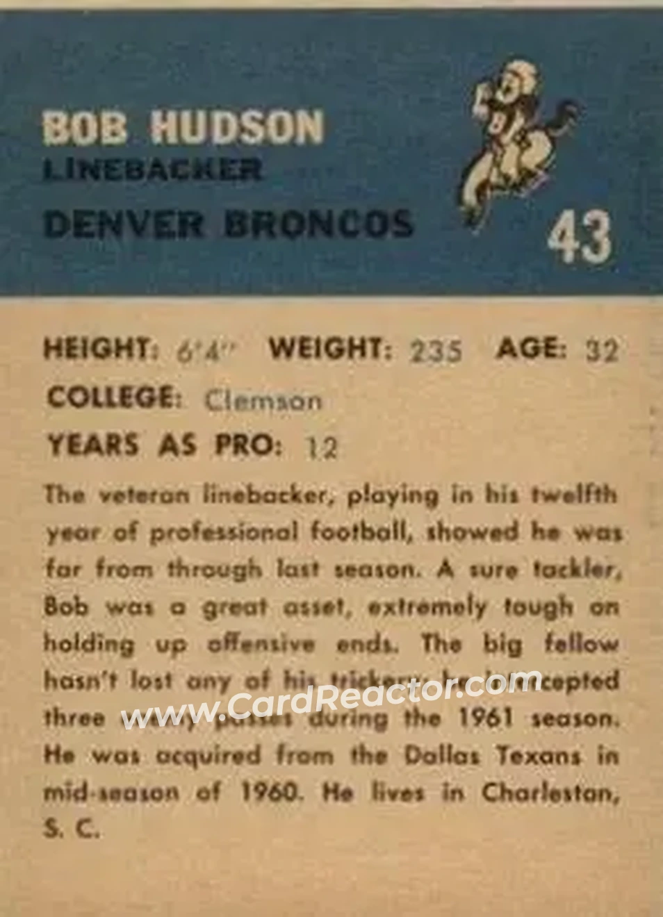 Back of Bob Hudson