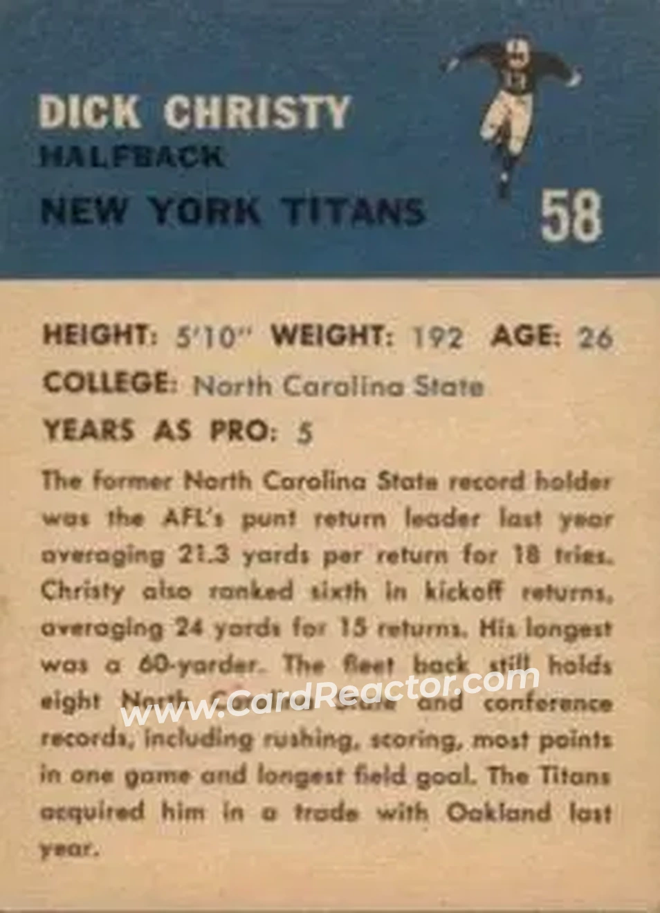 Back of Dick Christy