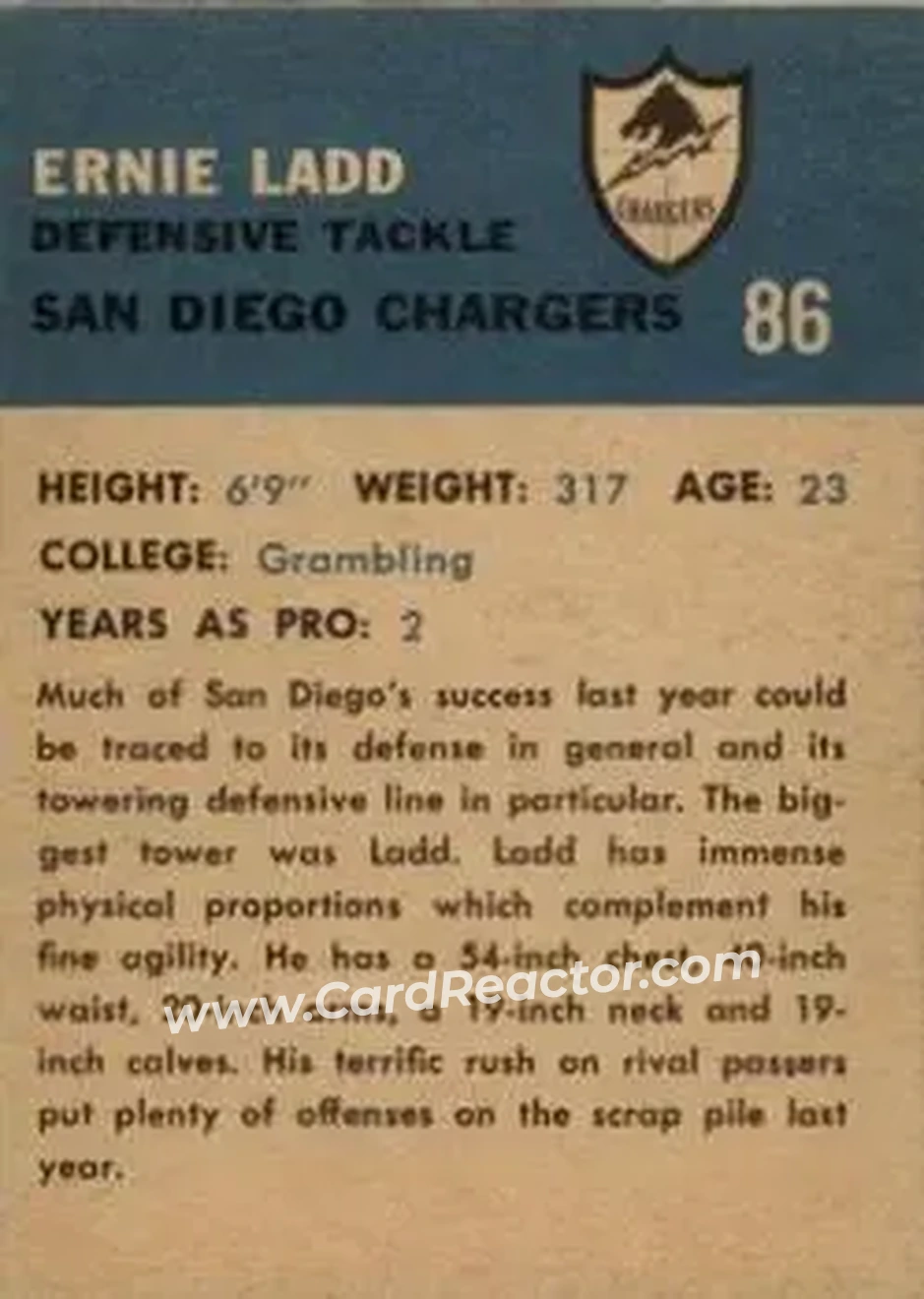 Back of Ernie Ladd