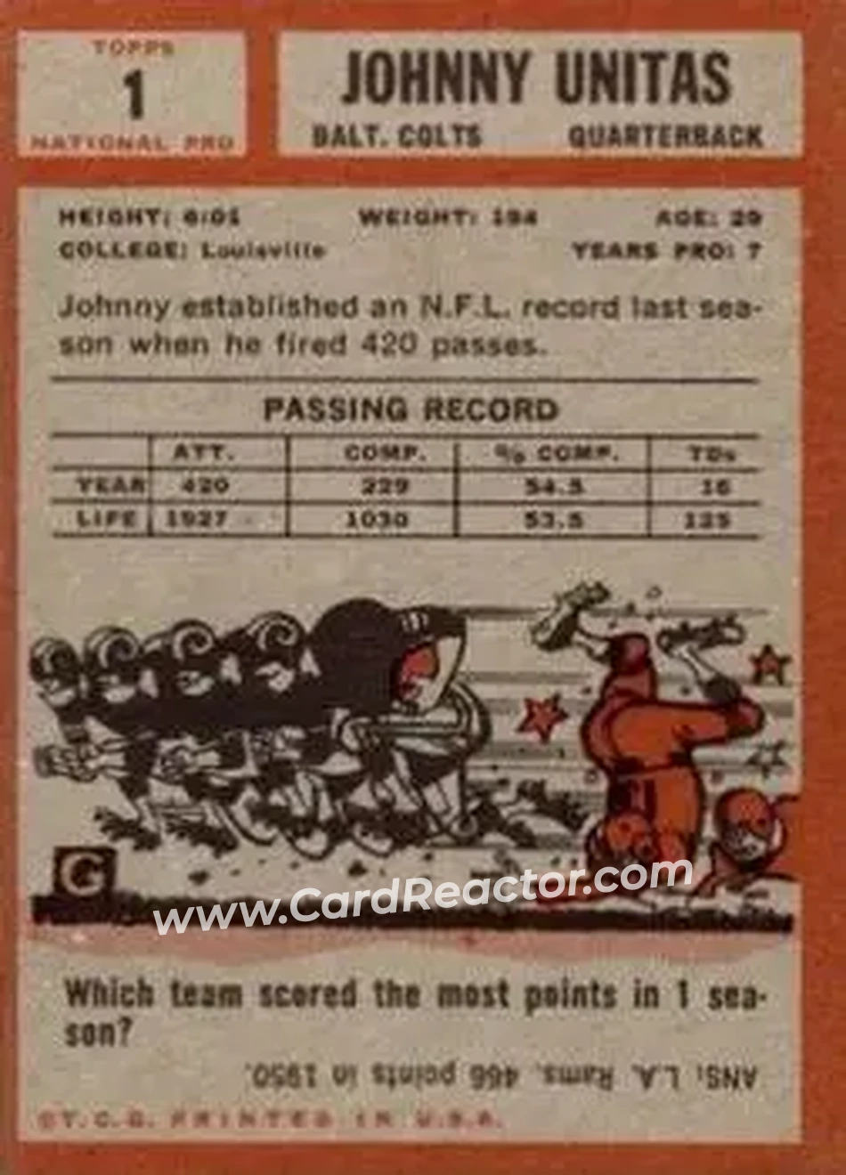 Back of John Unitas