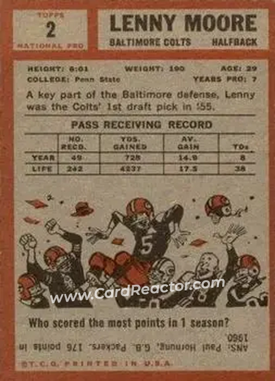 Back of Lenny Moore