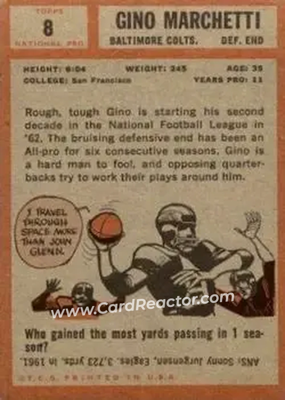 Back of Gino Marchetti