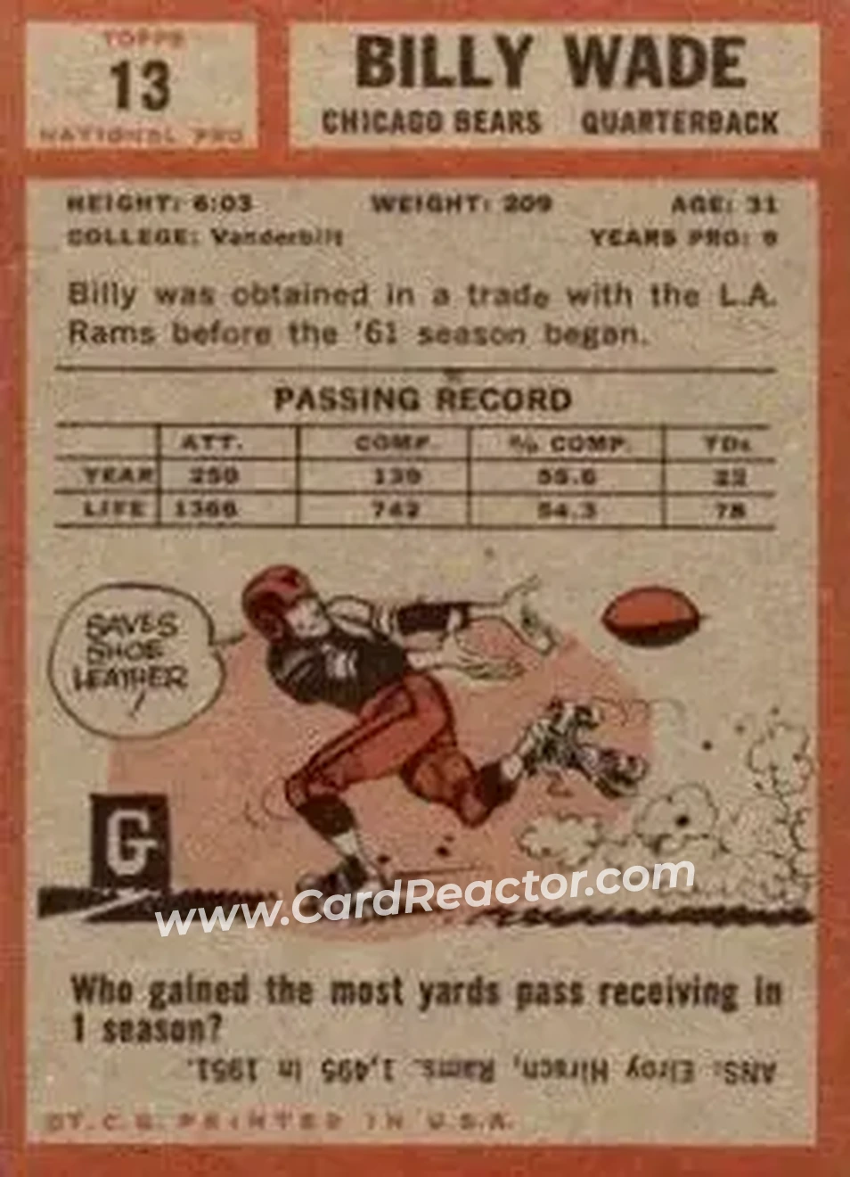 Back of Bill Wade