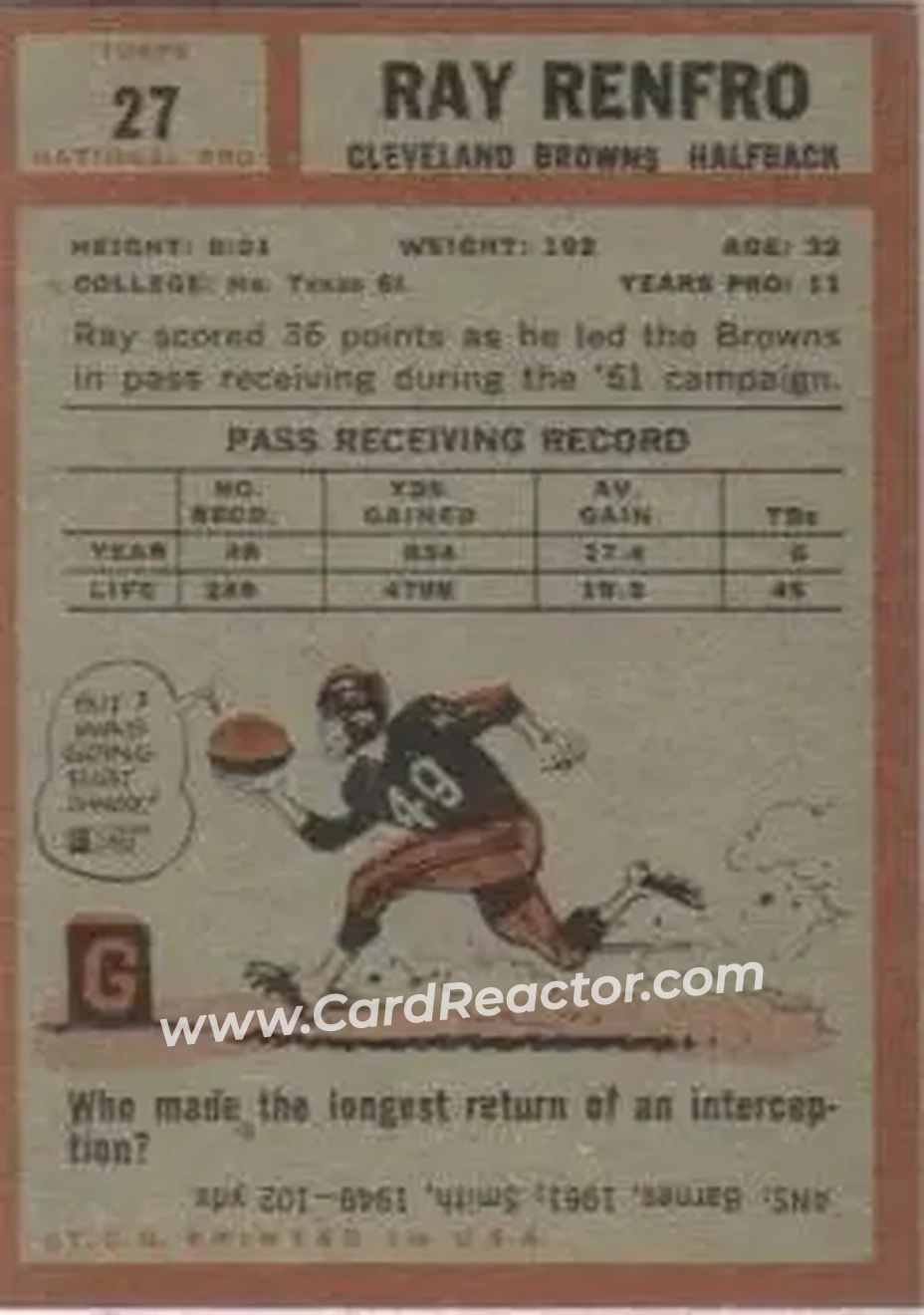 Back of Ray Renfro