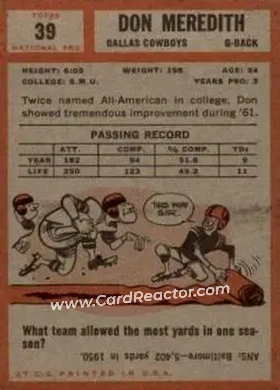 Back of Don Meredith